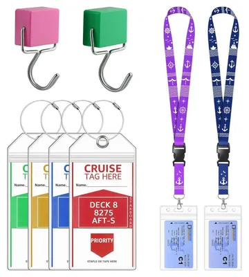 Produktbild von Kofferanhänger XXL für Kreuzfahrten, Bordkarten-Hülle & Lanyard mit Magnethaken, 19x11cm