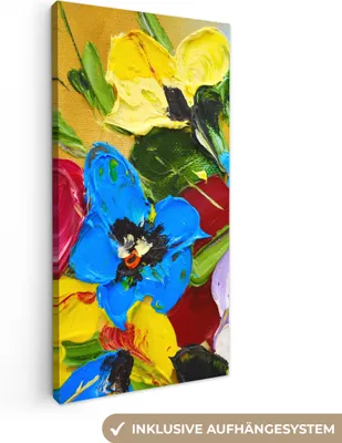 Obrázok produktu pre MuchoWow® - Plátno - Olejomaľba - Maľba - Kvety, nástenný obraz, nástenné dekorácie, obývacia izba, 20x40cm