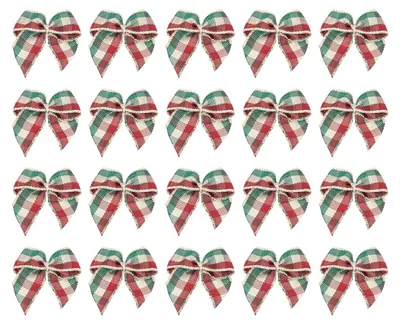 50 rote/grüne Schleifen mit Twist-Band, 25 x 25 mm, für Geschenke