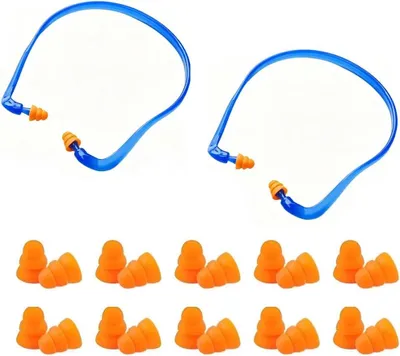 Imagen del producto de Kit de protección auditiva, 2 unidades con 10 pares de tapones de repuesto, protección auditiva profesional para obras de construcción