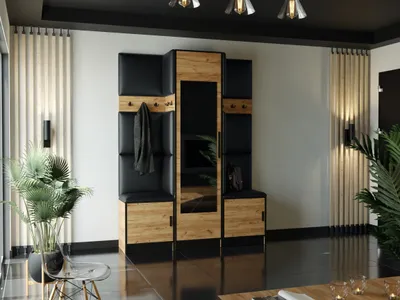 Obrázek produktu pro KIER FURNITURE Šatní Skříň, Dub Craft Zlatý +  Černá - 159,6x205x39cm
