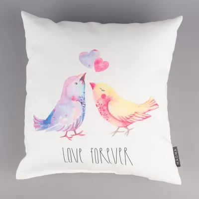 Produktbild von Magma Deko Kissen Vogelpaar Love forever weiß bunt 40x40cm
