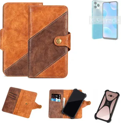 Produktbild von K-S-Trade Handyhülle Schutzhülle Bookstyle Case Wallet-Case kompatibel mit Blackview A95 Cover Klapphülle Kantenschutz Smartphone dunkelbraun braun