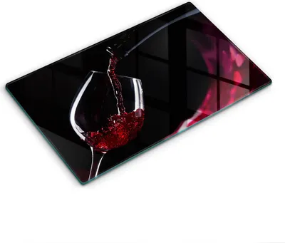 Produktbild von Glasschneideplatte - Herdabdeckplatte - 52x30 cm - Schneidebrett - Spritzschutz - Rotweinglas