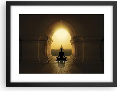 Produktbild von Gerahmtes Poster - Schwarzer Rahmen - Meditation Tempel Schatten - 40x30 cm - Wand Bild - Wanddeko - Wandbilder - Kunstposter - Wandposter - Bilderrahmen - Bilder - Kunstdruck - P2BAA40x30-4474