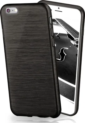 Produktbild von moex® Brushed Case kompatibel mit iPhone 6s Plus / 6 Plus - Hülle aus Silikon, Schwarz
