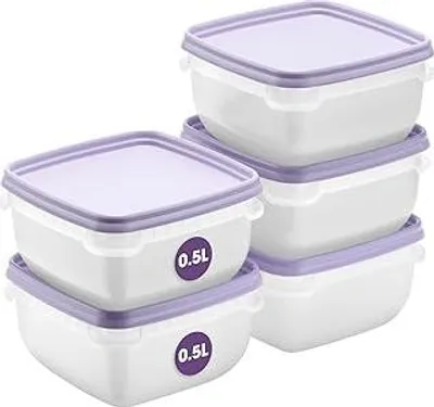 Produktbild von SmartStore Frischhaltedosen mit Deckel und Kühlschrank Organizer 0.5L 5er Set | Geeignet für Kühlschrank und Gefrierschrank | BPA freie meal prep boxen | Gefrierbox Set