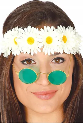 Productafbeelding van Haarband met bloemenprint uit de jaren '70, wit, in hippie-stijl, voor dames