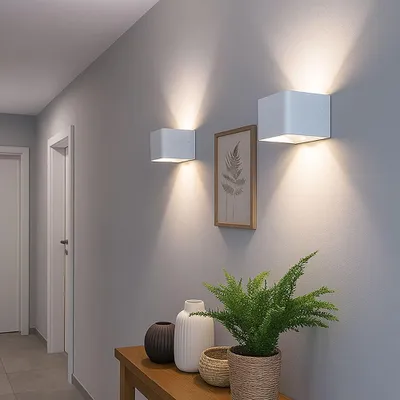 Produktbild von 2x LED Wandleuchte, Innen, Up & Down, Akku, Bewegungsmelder, H 8 cm
