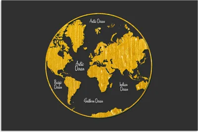 Produktbild von MuchoWow® Poster Weltkarte - Kreis - Gold 30x20 cm - Plakate - Print