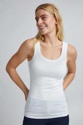Immagine prodotto di fransa FRZulu Top da donna a maniche corte, canotta basic con scollo rotondo, senza maniche, elasticizzata, vestibilità regolare