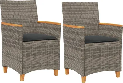 Immagine prodotto di vidaXL Sedie da giardino con cuscini 2 pz. Legno massiccio in poly rattan grigio