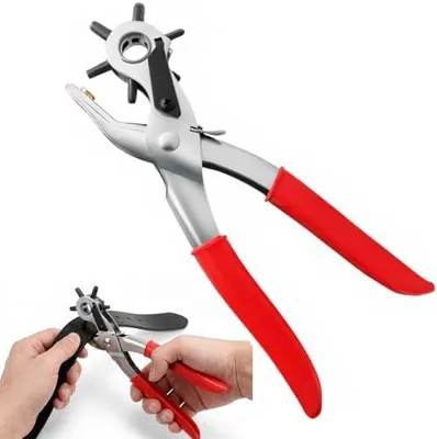 Produktbild von Lochzange für Leder und Gürtel mit Hebelübersetzung, verstellbar in 6 Größen (2,5-5 mm)