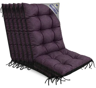Produktbild von Gartenstuhlauflagen Hochlehner 6er Set 50x120 cm Outdoor Bordeaux Leinenoptik