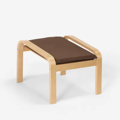 Produktbild von Hocker Nordisches Design Pouf Fußhocker aus Stoff mit Holzbeinen Sylt - Braun