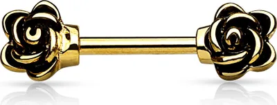 Produktbild von Brustwarzen Piercing Nippelpiercing Brustpiercing Blumen Flowers Straight Barbell