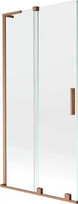 Produktbild von Mexen Velar L Badewannenfaltwand 2-flügelig verschiebbar 95 x 150 cm, transparent, gebürstetes Kupfer - 896-095-003-01-65