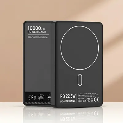 Produktbild von AIORBER Magnetische Powerbank 10000mAh Kabelloses Schnellladegerät PD 22,5W Induktive Externe Batterie USB C für Smartphone Tablet Schwarz