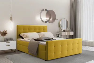 Produktbild von Kaiser Möbel Boxspringbett 200x200 mit bettkasten und matratze+topper, Schlafzimmerbett AMOR Gelb