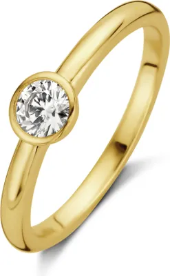 Produktbild von New Bling 9NB-0526-58 Zilveren Ring Dames - Zirkonia - 4mm - Solitair - Maat 58 - Goudkleurig
