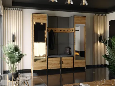 Obrázek produktu pro KIER FURNITURE Šatní Skříň, Oak Craft Golden + Fabric Grey - 212,8x205x39cm