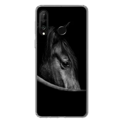 Produktbild von MuchoWow® Handyhülle Schutzhülle Hülle für Huawei P30 Lite Pferde - Porträt - Schwarz - Tiere Silikon Softcase Handy Hülle - Handyhülle