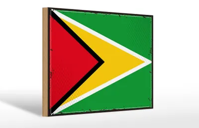 Produktbild von Holzschild Flagge Guyanas 30x20cm Retro Flag of Guyana