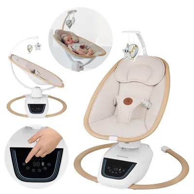 Produktbild von Lionelo Babywippe Olivia bis zu 9 kg, Neigungsverstellung, 4 Geschwindigkeiten, natürliches Schaukeln - Beige
