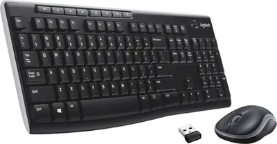 Zdjęcie produktu dla Logitech MK270, Penowymiarowa (100%), Bezprzewodowa, Bezprzewodowa RF, QWERTY, Czarna, Mysz w zestawie
