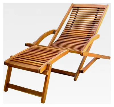 Produktbild von Holzliege Sonnenliege Liegestuhl Gartenliege Deckchair mit Fußstütze aus Akazie