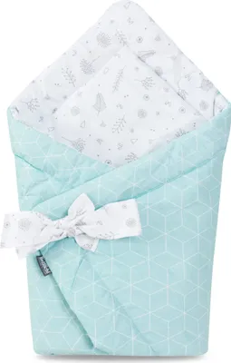 Produktbild von Bellochi 2in1 Baby Einschlagdecke Babyhörnchen - 100% Baumwolle Wickeldecke - 75 x 75 cm - für Kinderwagen, Babybett oder Kindersitz - Ganzjährig -   - CuMint