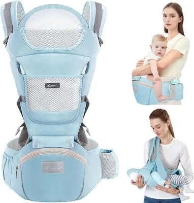 Produktbild von OKWISH Kindertrage Bauchtrage Rückentrage Babytrage Neugeborene bis Kleinkinder Ergonomische,gemütliche und leichte Babytrage für 3-20kg Blau