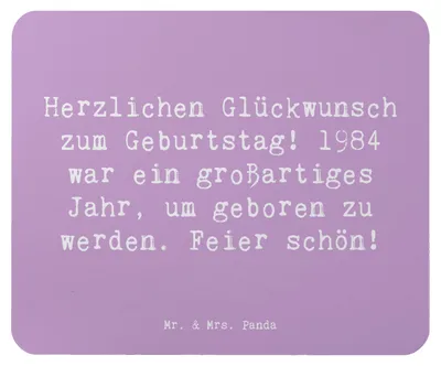 Produktbild von Mr. & Mrs. Panda Mauspad Spruch 1984 Geburtstag - Lavendeltraum - Geschenk, pc, feiern, Mousepad, Party, Geburtstagsgeschenk, Geburtsjahr, Happy Birthday, Glückwunsch