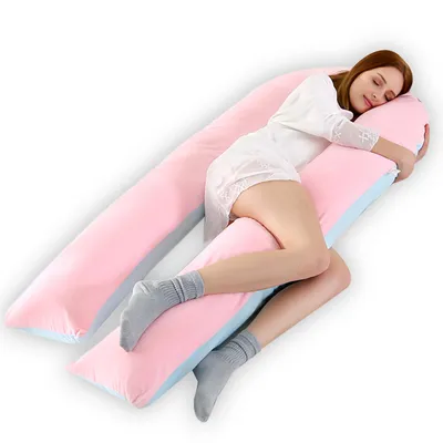 Produktbild von Seitenschläferkissen Stillkissen, U-förmiges Schwangerschaftskissen zum Schlafen, Seitenkissen, Seitenschläferkissen ergonomisch geformt (Rosa/Blau)
