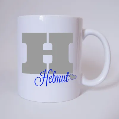 Produktbild von Namenstasse Buchstabe H, individueller Name (Grau/Blau) / Tasse / Kaffeetasse / Kaffeebecher