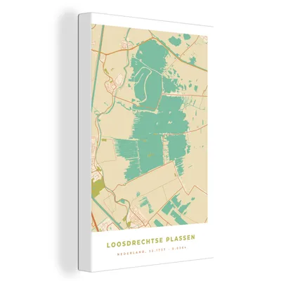 Obrázok produktu pre OneMillionCanvasses® - Maľba na plátne - Obraz na plátne Nástenná maľba na plátne - Loosdrechtse Plassen - Vintage - Mapa - Plán mesta - Pôdorys -