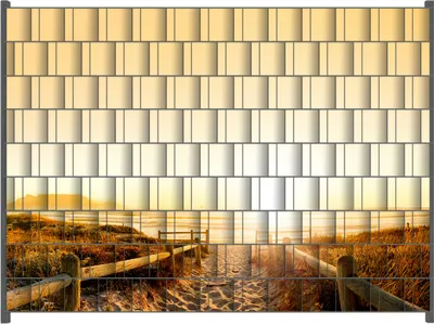 Produktbild von Wallario Zaunsichtschutz mit Motiv Strand in Südafrika II - Himmel in orange für Ein- und Doppelstabmatten Zäune in der Größe 250 x 180 cm