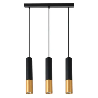 Produktbild von MasterLED Pendelleuchte – 3-flammig 39 cm – Schwarz Gold – GU10 – Hängelampe für Esstisch & Küche – Keon