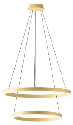 Obrázek produktu pro Závěsné svítidlo Criseide S/2P v broušeném zlatém provedení – 60 W LED, 3000 lm, 3000 K, stmívatelné, dvojité vyzařování, hliník a silikon – Gealuce