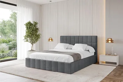 Produktbild von ALTDECOR Polsterbett mit Bettkasten - AMEA 200x200 Dunkelgrau und Lattenrost, Bett mit Matratze H3/H4, Kopfteil, Boxbett, Doppelbett mit Stauraum