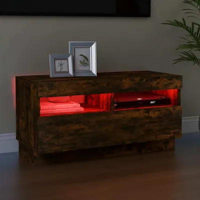 Produktbild von "2026 Promotion" TV-Schrank - TV-Lowboard - mit LED-Leuchten - Räuchereiche 80x35x40 cm - TV-Regal CC28017