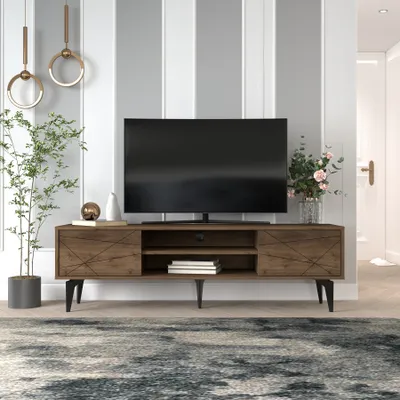 Image de Skye Decor, Brendon - Walnut, meuble TV, panneaux de particules 100 % mélaminés, noyer, 160 x 39,6 x 48,2 cm
