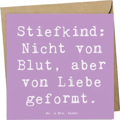 Produktbild von Mr. & Mrs. Panda doppelkarte Spruch Stiefkind von Liebe - Lavendeltraum - Geschenk, Familie, anlasskarte, Familienliebe, Glückwunschkarte, Grußkarte, faltkarte, Bindung