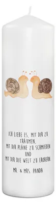 Produktbild von Mr. & Mrs. Panda Kerze Schnecken Liebe 29 x 8 cm XL - Weiß - Geschenk, Träume, Stumpenkerze, Wachskerze, Blockkerze, Freundin, Bedruckte, Zukunft, Zylinderkerze, Ehe