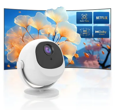 Produktbild von Mini Beamer - T4 - Android 11 - Wi‑Fi 6 & Bluetooth 5.2 - 4K‑Unterstützung - Autofokus - 180 ANSI Lumen - EU‑Stecker
