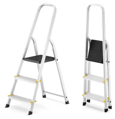 Zdjęcie produktu dla Drabina aluminiowa domowa jednostronna schodki do domu HIGHER 3 stopnie 125 kg
