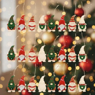 40 Holz-Wichtel zum Bemalen, DIY Weihnachtsbaumschmuck für Kinder