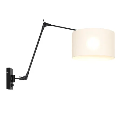 Produktbild von Steinhauer Wandleuchte Prestige Chic 1-flammig Matt Schwarz / Leinen weiß 80x30cm