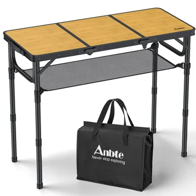 Image de Table de camping pliante en aluminium, réglable en 3 hauteurs