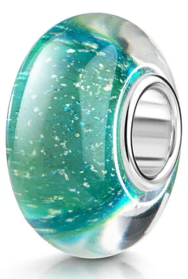 Image de MATERIA, par Matthias Wagner : Pendentif en perles de verre turquoise avec paillettes, pour bracelet de perles, modèle 336